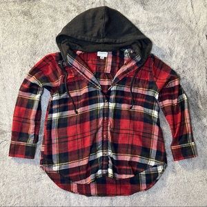 ✨ SOLD ✨ American Eagle | Plaid Flannel Hooded Button-Up Shirt